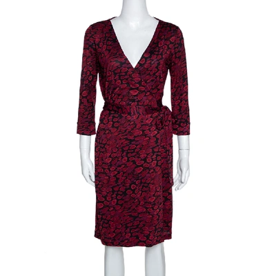 Pre-owned Diane Von Furstenberg Red Silk New Julian Two Wrap Dress M