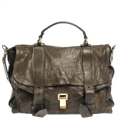 Pre-owned Proenza Schouler Seaweed Green Leather Ps1 Top Handle Bag
