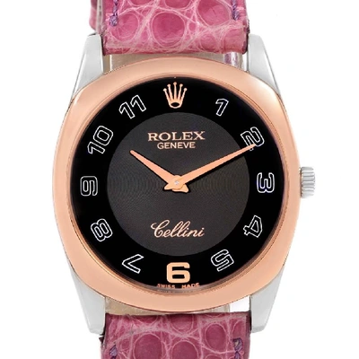 Rolex Cellini Danaos White Rose Gold Pink Strap Watch 4233 Box Papers In Not Applicable