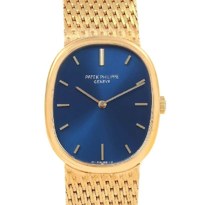 Patek Philippe Golden Ellipse 18k Yellow Gold Blue Dial Mens Watch 3548 In Not Applicable