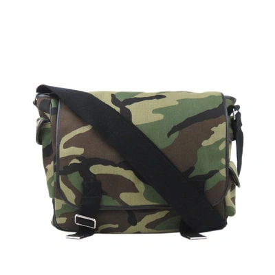 Ysl Camouflage Messenger Bag In Brown