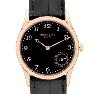 Pre-owned Patek Philippe Calatrava Rose Gold Black Dial Automatic Watch 5026r In Not Applicable
