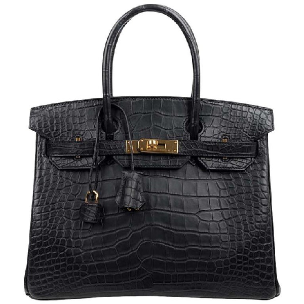 Hermes Birkin 30 Bag Black Matte Alligator Gold Hardware | ModeSens