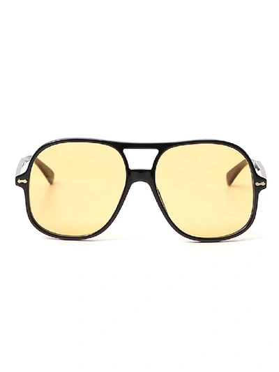 Gucci Yellow Acetate Sunglasses In Neutrals
