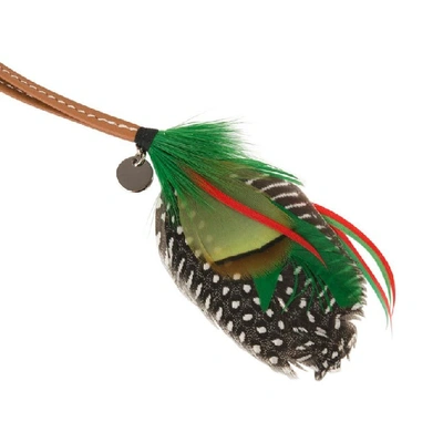 Pre-owned Hermes Gri Gri Mouche Fly Feather Bag Charm Green Red Gray In Black