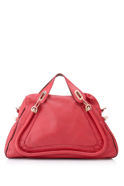 Chloé Leather Paraty Satchel In Red
