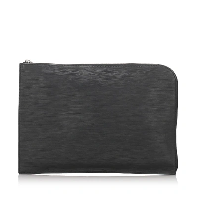 Pre-owned Louis Vuitton Epi Document Case Clutch Bag In Black