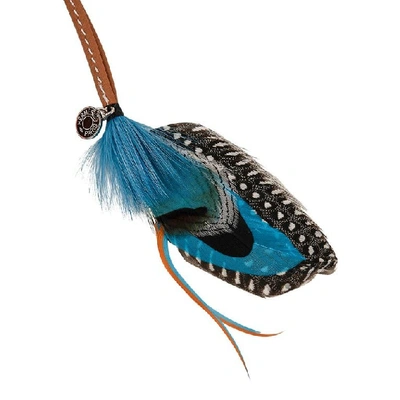 Pre-owned Hermes Gri Gri Mouche Fly Feather Bag Charm Blue Black Grey