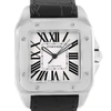 CARTIER SANTOS 100 SILVER DIAL STEEL BLACK STRAP MENS WATCH W20073X8,D100FEC5-662E-1745-67A0-78CF5986E28D