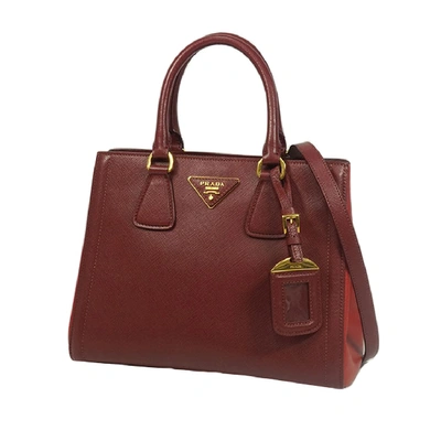 Prada Saffiano Lux Satchel In Burgundy