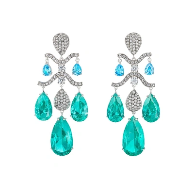 Anabela Chan Palms Multi Simulated Stone Chandelier Drop Earrings In Paraiba