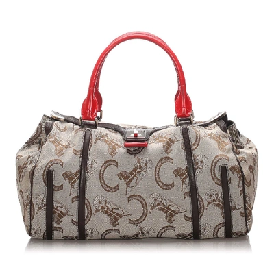 Celine Canvas Handbag In Grey