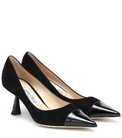 Jimmy Choo Rene 65 Suede And Patent-leather Pumps In Black Black