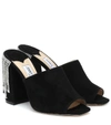 Jimmy Choo Baia 100 Crystal-embellished Suede Mules In Black