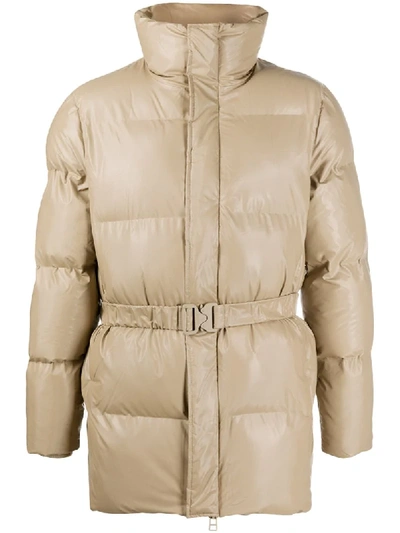 Rains Belted Puffer Jacket In Neutrals