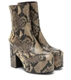 DRIES VAN NOTEN SNAKE-EFFECT LEATHER PLATFORM BOOTS,P00482373