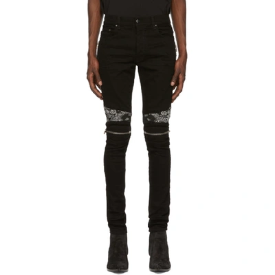 Amiri Mx2 Skinny-fit Panelled Distressed Stretch-denim Jeans In Black