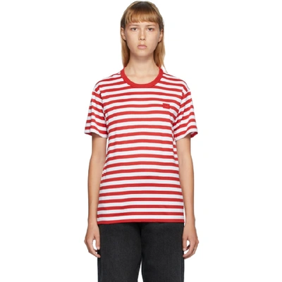 Acne Studios 红色 And 白色 Classic Fit 条纹 T 恤 In Red