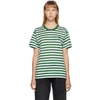 ACNE STUDIOS ACNE STUDIOS GREEN AND WHITE CLASSIC FIT STRIPED T-SHIRT