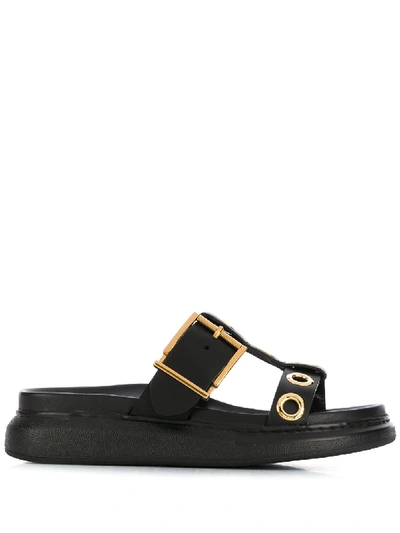 Alexander Mcqueen Hybrid Buckle-strap Sandals In Black/gold