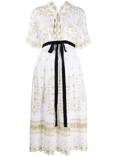 Loveshackfancy Tie Front Dressing Gown In White