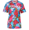 VERSACE FLORAL AND LOGO PRINT T-SHIRT,VERVA3C6RED