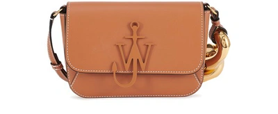Jw Anderson Anchor Chain Midi Calfskin Leather Crossbody Bag In Brown