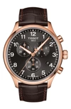 TISSOT CHRONO XL COLLECTION CHRONOGRAPH LEATHER STRAP WATCH, 45MM,T1166171603700