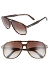 Tom Ford Raoul 62mm Gradient Navigator Sunglasses In Dark Havana/ Gradient Roviex