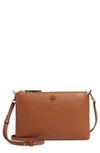 Tory Burch Kira Pebbled Leather Wallet Crossbody Bag In Moose