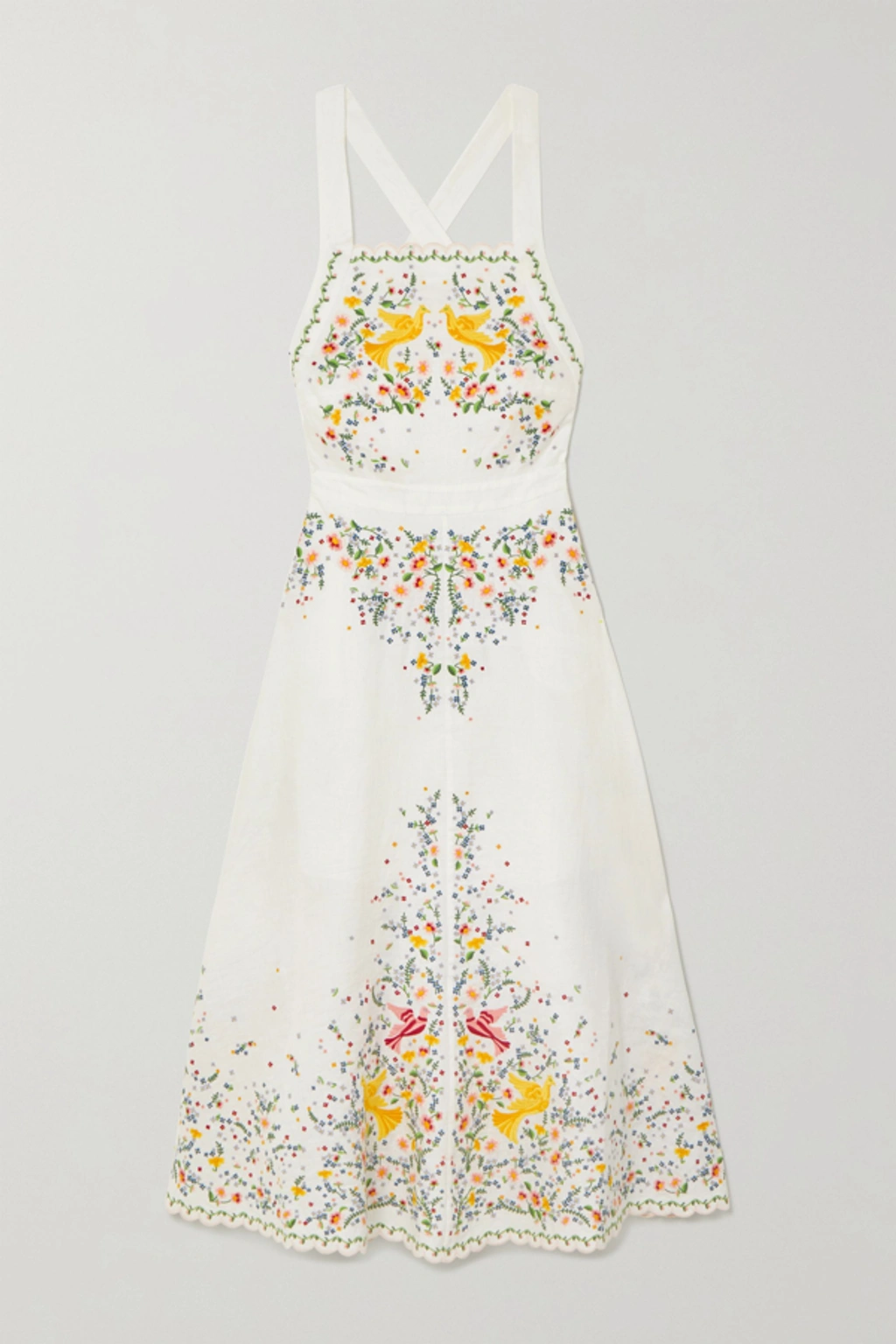 zimmermann carnaby embroidered bird dress Zimmermann Carnaby Embroidered Bird Midi Passion