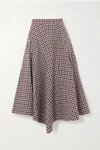 JW ANDERSON ASYMMETRIC CHECKED WOOL MIDI SKIRT