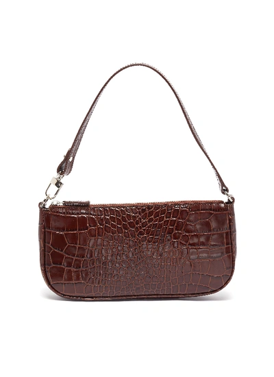 By Far Rachel' Croc-embossed Leather Small Handle Bag In Brown
