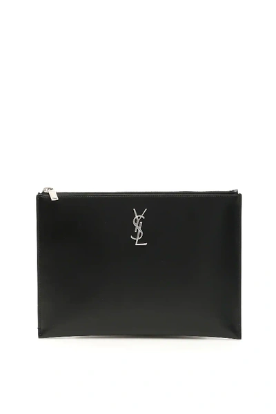 Saint Laurent Monogram Ipad Case In Black