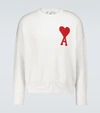 Ami Alexandre Mattiussi Ami Paris Ami Heart Design Wool Sweater In Intarsia Knit In White