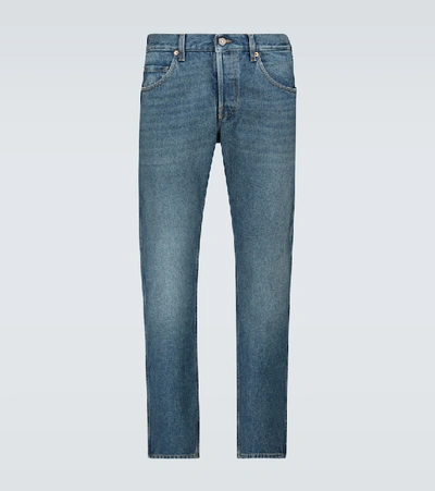GUCCI WASHED DENIM TAPERED JEANS,P00491315