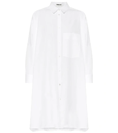 Jil Sander Oversized Cotton Poplin Shirt Dress In White