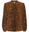 SAINT LAURENT TIGER-PRINTED SILK SHIRT,P00489948