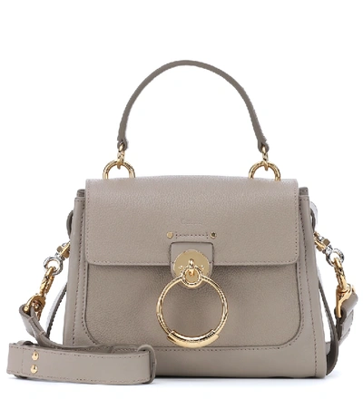 Chloé Tess Mini Daybag Leather Shoulder Bag In Grey