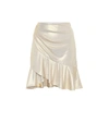 BALMAIN RUFFLE-TRIMMED LAMÉ MINISKIRT,P00493610