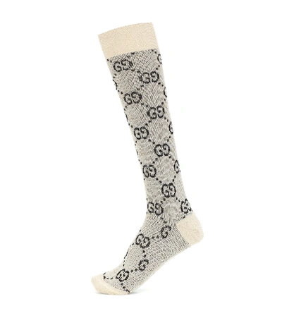 Gucci Gg Knit Socks In Beige