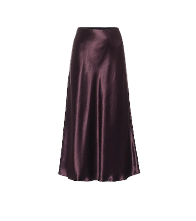 Max Mara Leisure Alessio Satin Midi Skirt In Wine-coloured