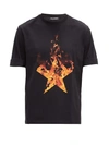 Neil Barrett Fired Star Print Cotton Jersey T-shirt In Black