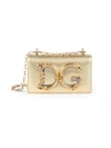 Dolce & Gabbana D&g Girls Metallic Leather Crossbody Phone Case In Light Gold