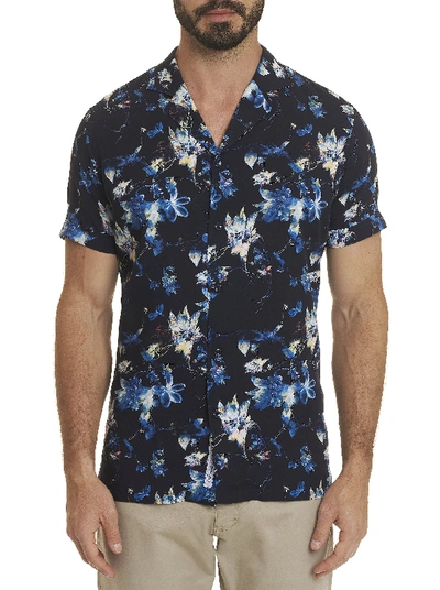 Robert Graham Gain Floral Print Short-sleeve Shirt Bloomingdale?s Slim Fit - 100% Exclusive In Blue