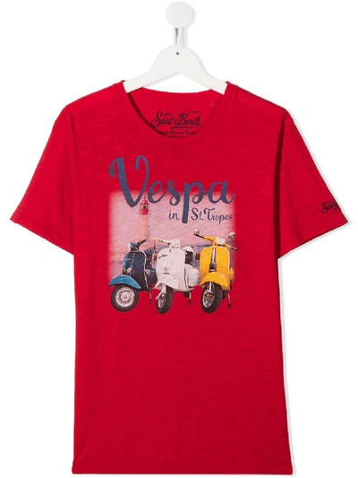Mc2 Saint Barth Teen Vespa Print T-shirt In Red