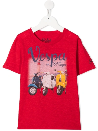Mc2 Saint Barth Kids' Vespa Print T-shirt In Red