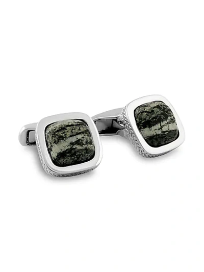 Zegna Sterling Silver & Zebra Stone Square Cufflinks