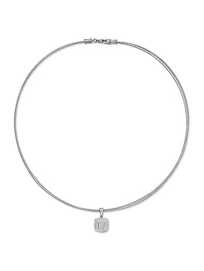 Alor 18k White Gold, Stainless Steel & Diamond Pendant Necklace