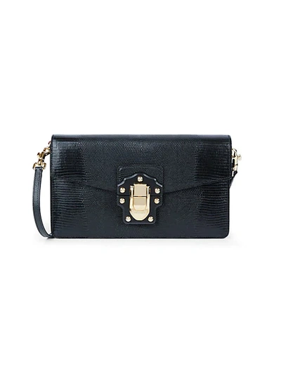 Dolce & Gabbana Lucia Embossed Leather Shoulder Bag In Black